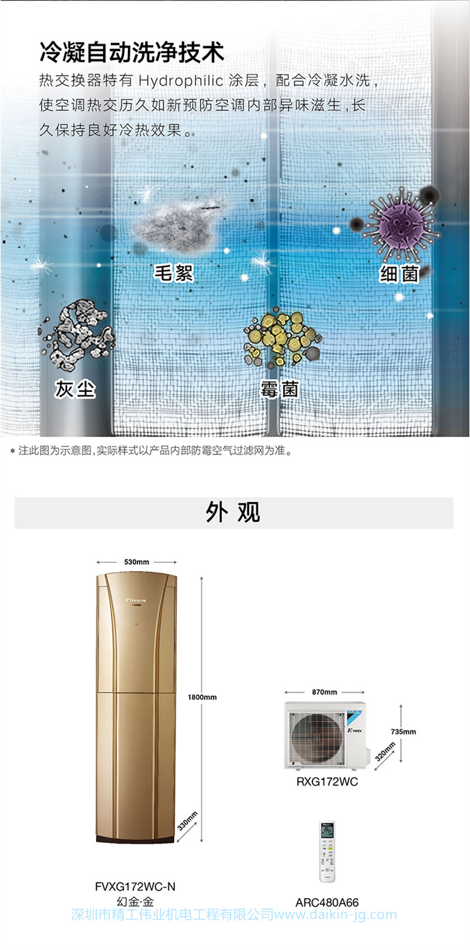 Daikin/大金FTCR236WC-W1+FVXG172WC-W變頻冷暖家用空調組合套裝(圖11)