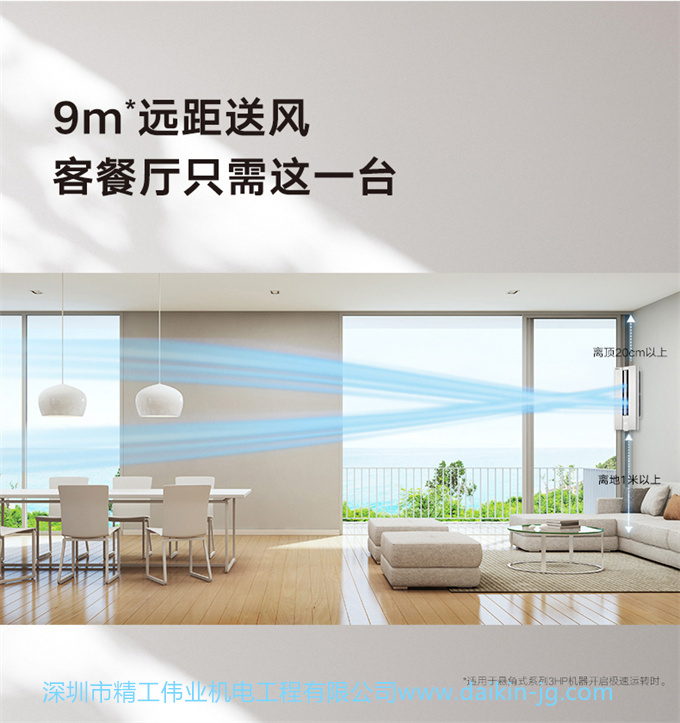 Daikin/大金FKXW150WAC-W變頻1級(jí)冷暖2匹空調(diào)家用柜機(jī)懸角式客廳(圖9)