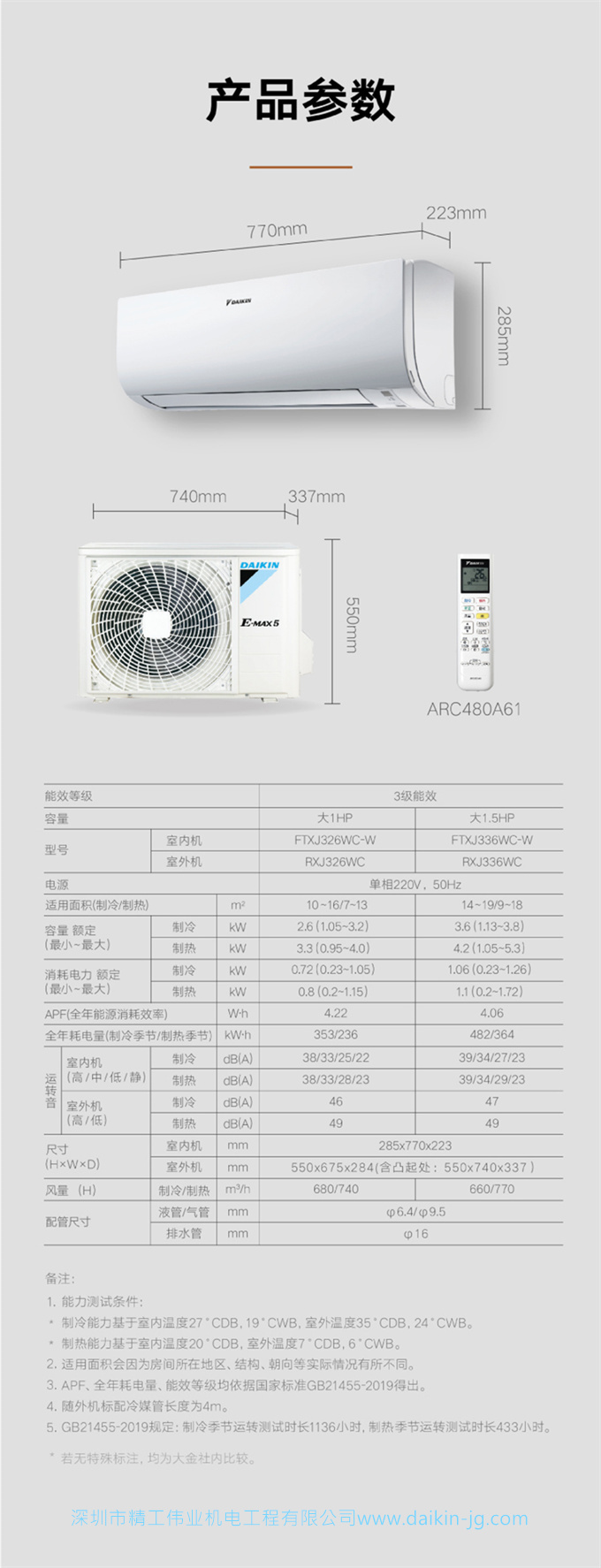 Daikin/大金FTXJ336WC-W大1.5匹變頻冷暖兩用空調(diào)靜音壁掛機(jī)家用(圖13)