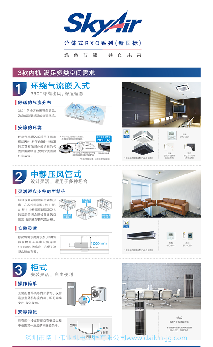 DAIKIN大金商用中央空調(diào) SkyAir變頻RXQ系列(新國標）中靜壓風管式(圖2)