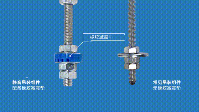 常見吊裝組件無減震墊，無法起到避震緩沖的作用。