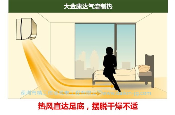 大金康達氣流制熱——熱風(fēng)直達足底，擺脫干燥不適