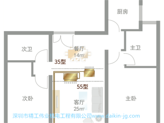 大金中央空調(diào)安裝案例——客餐廳LP系列安裝實(shí)例分享