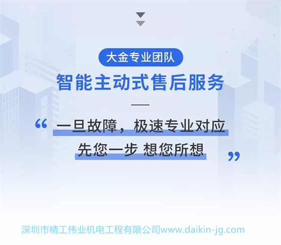 大金專業(yè)團(tuán)隊(duì)，智能主動(dòng)式售后服務(wù)。一旦故障，極速專業(yè)對(duì)應(yīng)先您一步，想您所想。