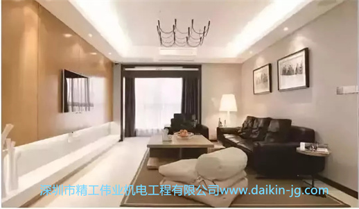 一般的平層住宅，客餐廳連通，是一個連通空間。3D氣流的遠距離送風能力使客餐廳的送風更均勻，更舒適。